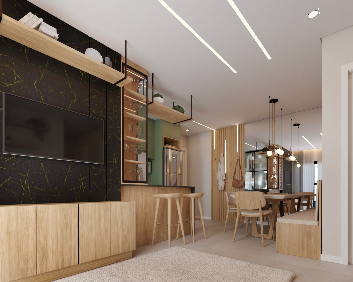 Projeto de arquitetura de interiores residencial em Ponta Grossa desenvolvido pela arquiteta Gabriela Zanetti.